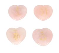 Srliya Lot de 4 Pierres de Soucis en Forme de Cœur en Quartz Rose, Pierres D'équilibrage Reiki de la Taille Paume, Idéales pour la Relaxation et le Soulagement de l'anxiété,