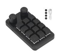 Srliya Mini Clavier de Jeu 12 Touches 2 Boutons Blue Switch Black Color Programming Macro Keypad avec Lumière RVB pour L'industrie
