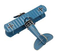 Srliya Modèle d'avion en Métal, Longueur D'aile de 8,4 Pouces, Biplan | Construction en Fer forgé, Ornement D'avion Rétro, Décor de Bureau de café à Domicile, Compatible avec la Chaîne Suspendue