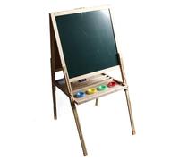 Srliya Panneau de Chevalet à Double Face, Pliable et Soulevant, Effacable pour les Enfants 2-13 Ans, Bâche et Bois de Pin, Tableau et Tableau