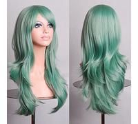 Srliya Perruque Synthétique Longue Bou pour Cosplay, 70cm, Résistante à la Chaleur, élégante, pour Femmes, Costume de Fête D'halloween (Vert Menthe)