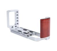 Srliya Poignée en Forme de L Adaptée à la Caméra XT30 XT30II XT10 XT20, Poignée en Forme de L en Alliage D'aluminium avec en Bois, Plaque à Dégagement Rapide (Argent)