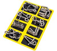 Srliya Puzzles en Fil Métallique, Test de Qi, Jeu d'esprit, Jouets, Casse-tête, Tour de Magie, Anneaux de Puzzle en Métal (Jaune)