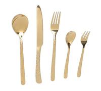 Srliya Service D'argenterie Martelée pour 4 Personnes, Ensemble de Couverts en Acier Inoxydable, Design Moderne, Poli Miroir, Lavable au Lave-vaisselle (Or)