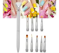 Srliya Stylo de Peinture à Ongles Détachable avec Tête de Rechange, Brosse à Pointiller pour Dessiner des Motifs de Fleurs, Rose Clair (Argent)