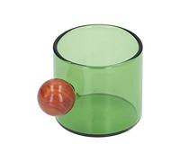 Srliya Tasse à café en Verre, Tasse en Verre Résistante à la Chaleur de Style Vintage Simple pour le café et le thé, Manche en Bois de Santal pour Usage au Bureau (Vert)