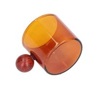 Srliya Tasse à café en Verre, Tasse en Verre Résistante à la Chaleur de Style Vintage Simple pour le café et le thé, Manche en Bois de Santal pour Usage au Bureau (Ambre)