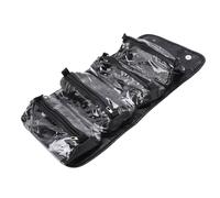 Srliya Trousse de Maquillage à Enrouler Suspendue, Trousse de Toilette de Voyage en Cuir PU étanche à l'eau pour Les Voyages en Avion (Noir Détachable 4 en 1)