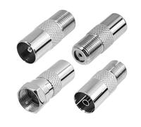 SRLWMYI 4 PCS Adaptateur Antenne Autoradio F mâle/Femelle vers TV Mâle/Femelle, Kit de Connecteur de Câble Coaxial, Cable Antenne TV Convient aux Câbles Satellites, AUX Câbles D'antenne et Aériens