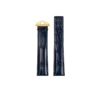 Srndsydak Bracelet de montre à boucle pliante en cuir, Compatible avec Tag Heuer Carrera Crocodile 19mm 20mm 22mm(Blue-gold,19mm)