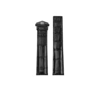Srndsydak Bracelet de montre à boucle pliante en cuir, Compatible avec Tag Heuer Carrera Crocodile 19mm 20mm 22mm(Black-black,20mm)