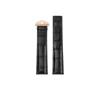 Srndsydak Bracelet de montre à boucle pliante en cuir, Compatible avec Tag Heuer Carrera Crocodile 19mm 20mm 22mm(Black-rose gold,19mm)