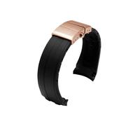 Srndsydak Bracelet de montre en caoutchouc de Silicone, Compatible avec Mido M026.430/ M026.629 Ocean Star, étanche, Sport, 22mm(Black-Rose Gold)