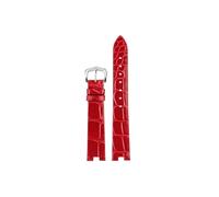 Srndsydak Bracelet de montre en cuir Crocodile, adapté au ballon blanc Compatible avec Cartier WGBL005, 16x5mm(Red-silver pin buckle)