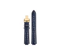 Srndsydak Bracelet de montre en cuir de crocodile 18-11mm 20-12mm Compatible avec Cartier Blue Balloon WSBB0038/42mm W69012Z4(Blue-gold Folding,18-11mm)