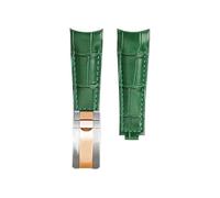 Srndsydak Bracelet de montre en cuir de veau for hommes, Compatible avec Rolex Black Water Ghost Gmt Submariner Daytona Arc, 20mm(Green-Silver Rose gold)
