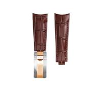 Srndsydak Bracelet de montre en cuir de veau for hommes, Compatible avec Rolex Black Water Ghost Gmt Submariner Daytona Arc, 20mm(Brown-Silver Rose gold)