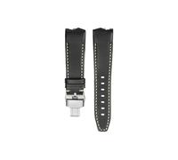 Srndsydak Bracelet de montre en cuir et métal intégré Compatible avec Hamilton Adventures h24555331 585731 80th anniversaire(Black rice-silver B)