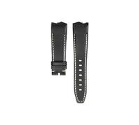 Srndsydak Bracelet de montre en cuir et métal intégré Compatible avec Hamilton Adventures h24555331 585731 80th anniversaire(Black rice NO buckle)