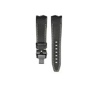Srndsydak Bracelet de montre en cuir et métal intégré Compatible avec Hamilton Adventures h24555331 585731 80th anniversaire(Black rice-black B)