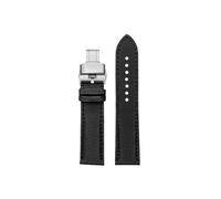 Srndsydak Bracelet de montre en cuir et nylon Compatible avec Longines Heritage L2.838/Tissot/Seiko/Casio/Omega 20/21/22/23/24mm(Black Black-steel Folding,24mm)