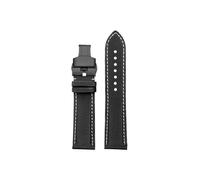 Srndsydak Bracelet de montre en cuir et nylon Compatible avec Longines Heritage L2.838/Tissot/Seiko/Casio/Omega 20/21/22/23/24mm(Black White-black Folding,21mm)