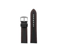 Srndsydak Bracelet de montre en cuir et nylon Compatible avec Longines Heritage L2.838/Tissot/Seiko/Casio/Omega 20/21/22/23/24mm(Black Orange-steel pin buckle,22mm)