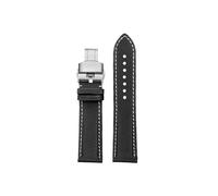 Srndsydak Bracelet de montre en cuir et nylon Compatible avec Longines Heritage L2.838/Tissot/Seiko/Casio/Omega 20/21/22/23/24mm(Black white-steel Folding,20mm)