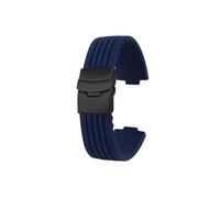 Srndsydak Bracelet de montre en Silicone, 24-12mm 22-11mm, Compatible avec ORIS AQUIS 7730 7740(Blue-black,22-11mm convex)