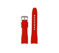 Srndsydak Bracelet de montre en Silicone à extrémité incurvée de 22mm Compatible avec Mido Multifort TV M049.526(Red silver pin buckle)