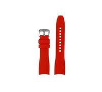Srndsydak Bracelet de montre en Silicone souple à extrémité incurvée 22mm Compatible avec Mido New Multifort TV M049.526 M049(Red silver pin)