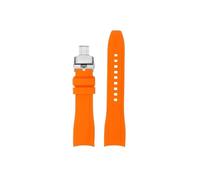 Srndsydak Bracelet de montre en Silicone souple à extrémité incurvée 22mm Compatible avec Mido New Multifort TV M049.526 M049(Orange silver Foldin)