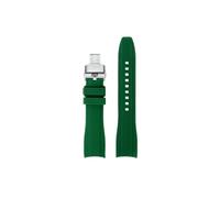 Srndsydak Bracelet de montre en Silicone souple à extrémité incurvée 22mm Compatible avec Mido New Multifort TV M049.526 M049(Green silver Folding)