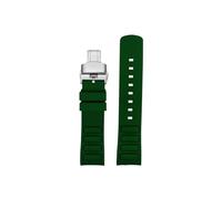 Srndsydak Bracelet de montre incurvé en caoutchouc for hommes, 22mm, Compatible avec Mido New Multifort TV M049.526(Green silver Folding)