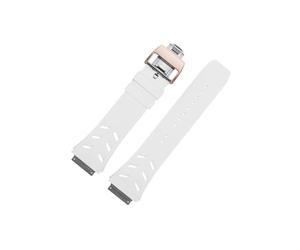 Srndsydak Bracelet en caoutchouc fluoroélastomère souple,boucle déployante en titane,Compatible avec Richard Miller RM67-01 RM67-02(White Rose gold,For RM-67-02)