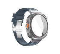 Srndsydak Bracelet et étui en silicone Compatible avec Samsung Galaxy Watch 7 6 44mm 40mm avec boucle papillon(Silver grey blue,For Galaxy Watch 7 40mm)