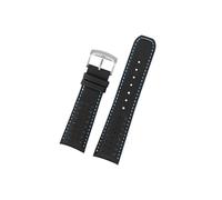 Srndsydak Compatible avec Citizen AT8020-54L/ 8020-03L/ JY8078 Bracelet de montre en cuir véritable à extrémité incurvée 22mm 23mm(Black Blue-silver,22mm)