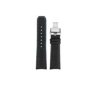 Srndsydak Compatible avec Citizen AT8020-54L/ 8020-03L/ JY8078 Bracelet de montre en cuir véritable à extrémité incurvée 22mm 23mm(Black Blue-silver Folding,23mm)