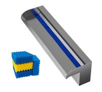 SRNSAEB Déversoir Cascade Boîte de Cascade d'étang de Koi Noir Or Argent avec connecteur et Filtre en Coton, déversoir d'eau de 30 60 120 180 210 CM de Long en Acier Inoxydable(Silver,80in/203.2cm)