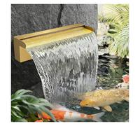 SRNSAEB Déversoir Cascade Boîte de Cascade d'étang de Koi Noir Or Argent avec connecteur et Filtre en Coton, déversoir d'eau de 30 60 120 180 210 CM de Long en Acier Inoxydable(Gold,24in/61cm)