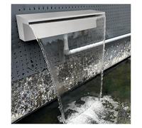 SRNSAEB Déversoir Cascade Fontaine de Piscine en Acier Inoxydable avec déversoir et raccord de Tuyau, Fontaine à Eau rectangulaire, Bec de trop-Plein extérieur pour Jardin(Silver,36in/91.4cm)