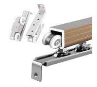 SRNSAEB Rail Porte Coulissante Kit de Rails pour Porte coulissante escamotable 1 2 3 4 5 6 M, Rail de Porte de Placard à dérivation doré avec roulettes 4 6 8, Rails en Aluminium(6 Wheels,4.0m/13.1ft)