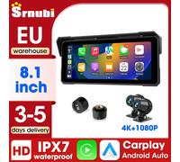 Srnubi 8.1'' Carplay Motorcycle DVR GPS Navigaton Android Auto IP67 Tableau de bord numérique étanche pour moto double Bluetooth Max