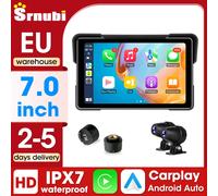 Srnubi Écran Large 7 Pouces pour Moto, Carplay Android Auto, Tableau de Bord Numérique Portable, DVR Moto, Navigation GPS BT avec TPMS DVR