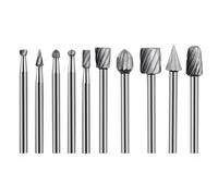 SROUPSUTKK Fraises for tige en carbure de tungstène for fraises for métaux, outils rotatifs électriques, accessoires travail du bois for Dremel foret(10 Pcs Silver)