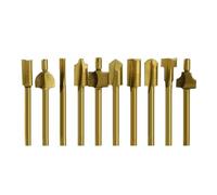 SROUPSUTKK Lot De 10 Fraises For Bois HSS For Outils Rotatifs for Dremel, Tige 3 Mm, 1/8", For Menuiserie, Bricolage foret(Titanium)