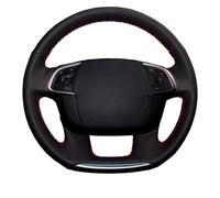 SRQORT Accessoires Volant Housse De Volant De Voiture en Cuir Microfibre, Bricolage, pour Citroen C4 C4L 2011 2012 2013 2014 2015 DS4 Couvre Volant Voiture(Fil Noir)