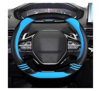 SRQORT Couvre Volant Housse De Volant De Voiture en Fibre De Carbone Et Cuir PU pour Peugeot 208 pour E208 2020 2021 2022, Accessoires D'intérieur pour Filles Housse Caches Volant(Bleu)