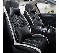 SRQORT Housses de siège de voiture en cuir 5D pour Mercedes W177 Classe A W168 W169 W176 Classe A A160 A180 A190 A200 A220 A250 Siège avant + arrière (noir blanc, luxe)