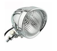 SRQORT Phare Moto Phare Avant Antibrouillard Personnalisé Vintage pour Moto, Lampe Universelle H4 pour Café pour Racer LED Antibrouillards(Chrome Clear)